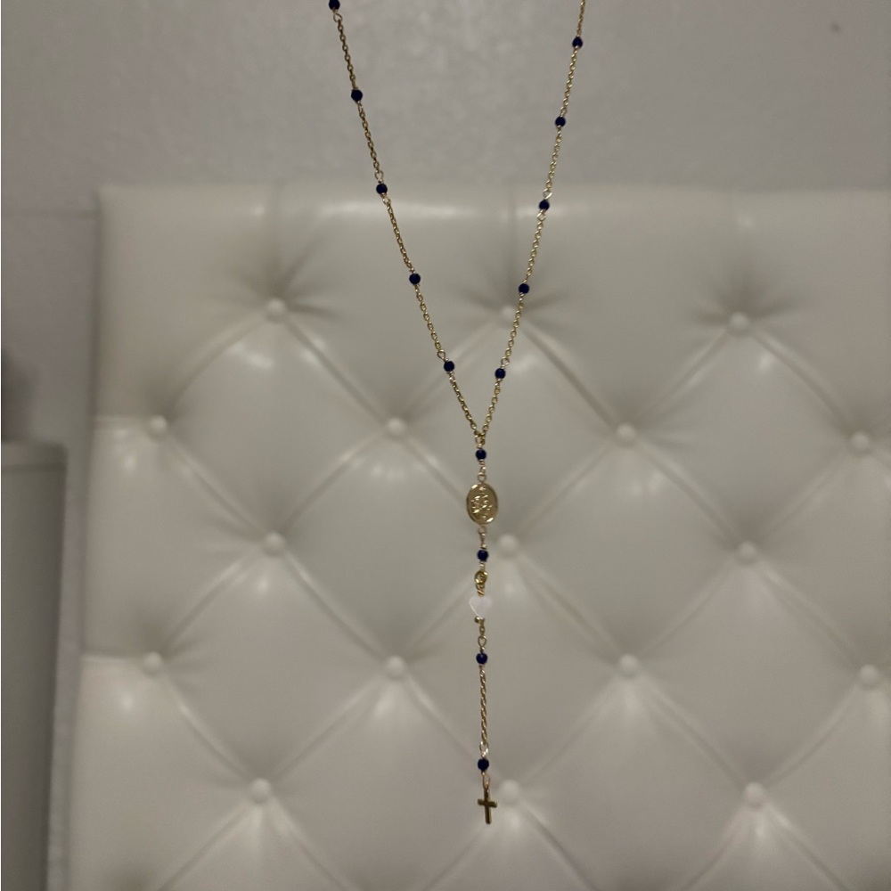 Elegant Gold and Blue Beaded Necklace